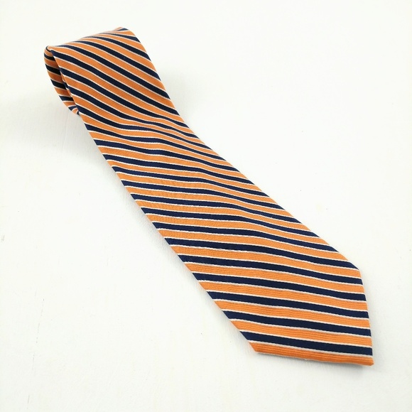 Nautica | Orange Navy Regal Sail Style Preppy Tie - Picture 1 of 7